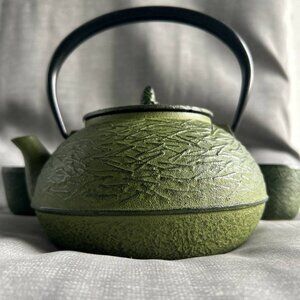 Iwachu Tetsubin Cast Iron Teapot Green Pine Needle Made In Japan